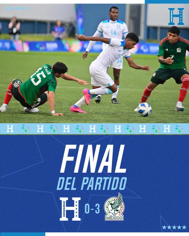 Honduras fue derrotado 0 a 3 ante México y perdió su pase a la final de los Juegos Centroamericanos. Foto: Twitter Selección Nacional de Honduras    