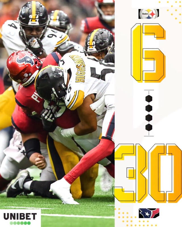 Los Steelers sufrieron un duro golpe frente al cuadro texano. Foto: X/LosSteelers  