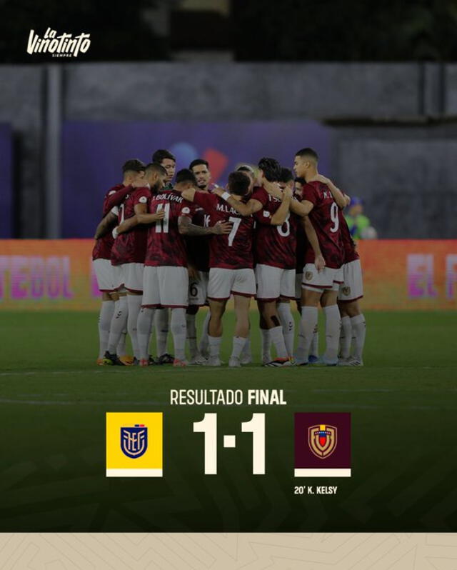 El último juego de la selección de Venezuela por el Preolímpico Sub-23 quedó empatado 1-1 ante Ecuador. Foto: La Vinotinto/X   