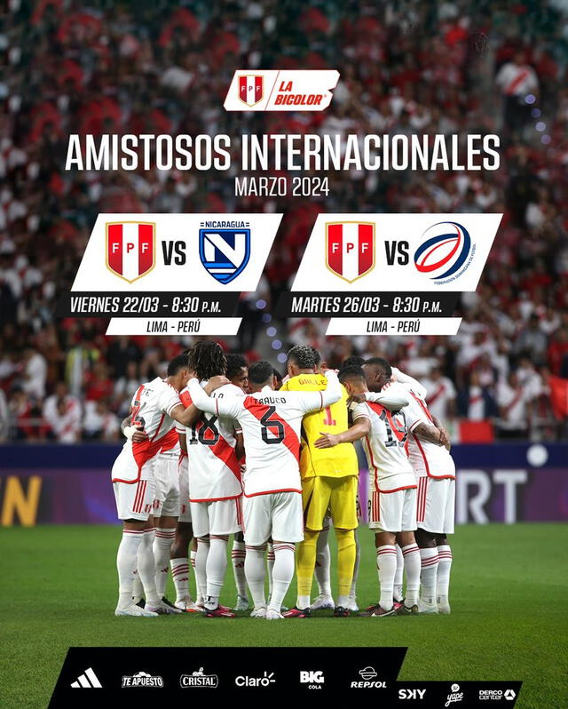 Publicación de la FPF sobre los amistosos de la selección peruana. Foto: La Bicolor/X   