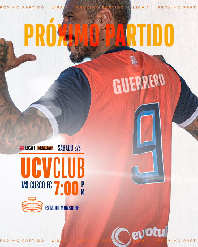 Publicidad del partido UCV vs. Cusco FC. <strong>Foto: UCV</strong>   