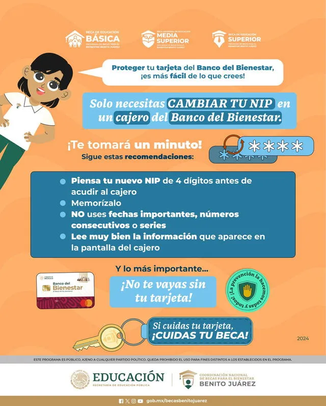 Recomendaciones para cambiar tu NIP sin problemas en el Banco del Bienestar. Foto: CNBBBJ   