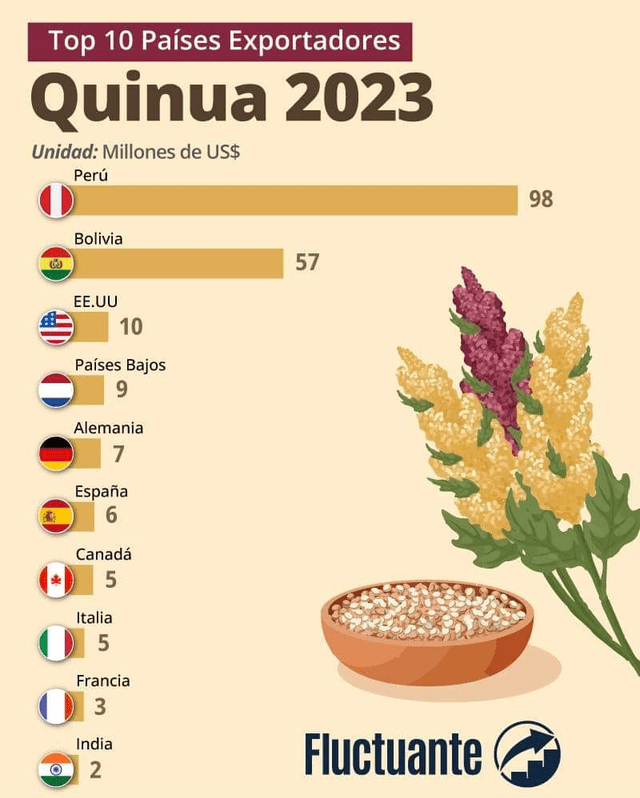 Perú y Bolivia concentran cerca del 90% de producción de quinua mundial. Foto: Fluctuante   