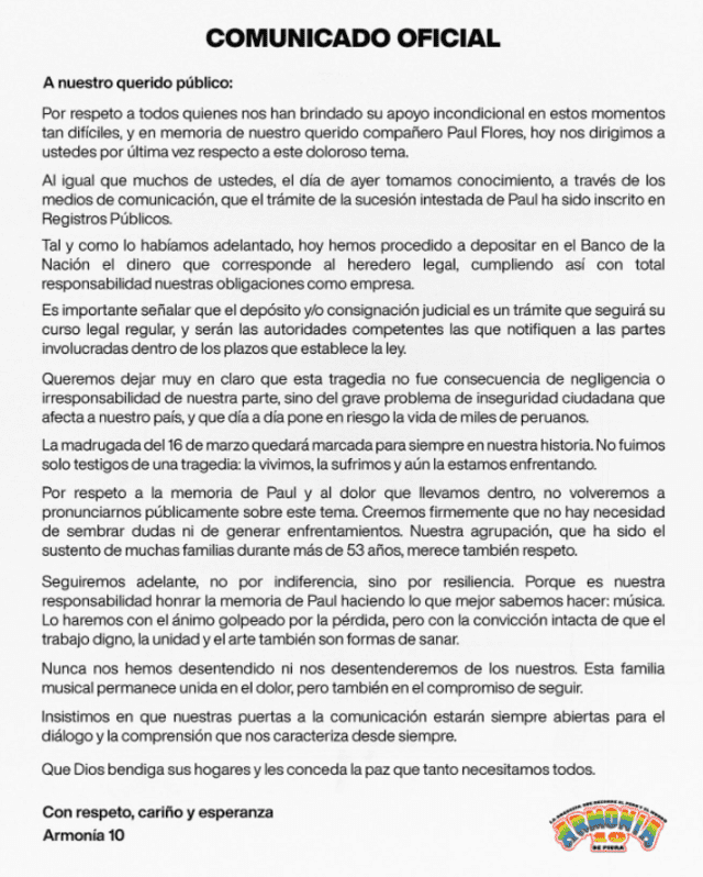 Armonía 10 responde a Carolina Jaramillo. Foto: Instagram    