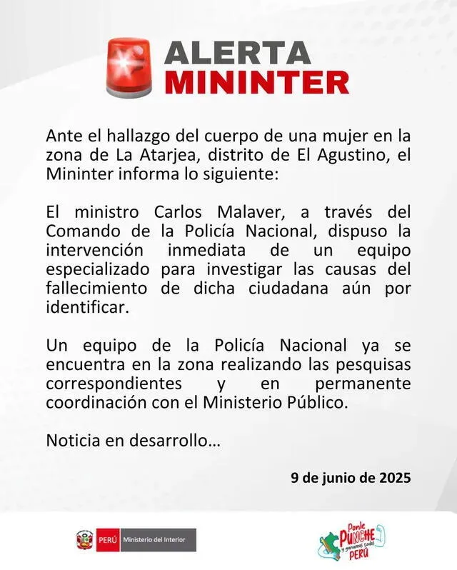 Comunicado Ministerio del Interior. Comunicado Ministerio del Interior.