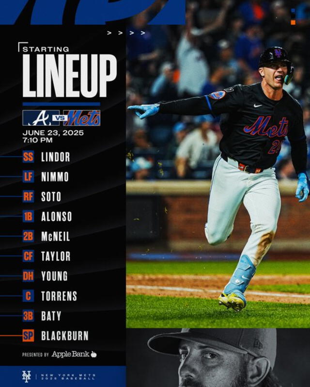 Alineación de los Mets. Foto: Mets/X   