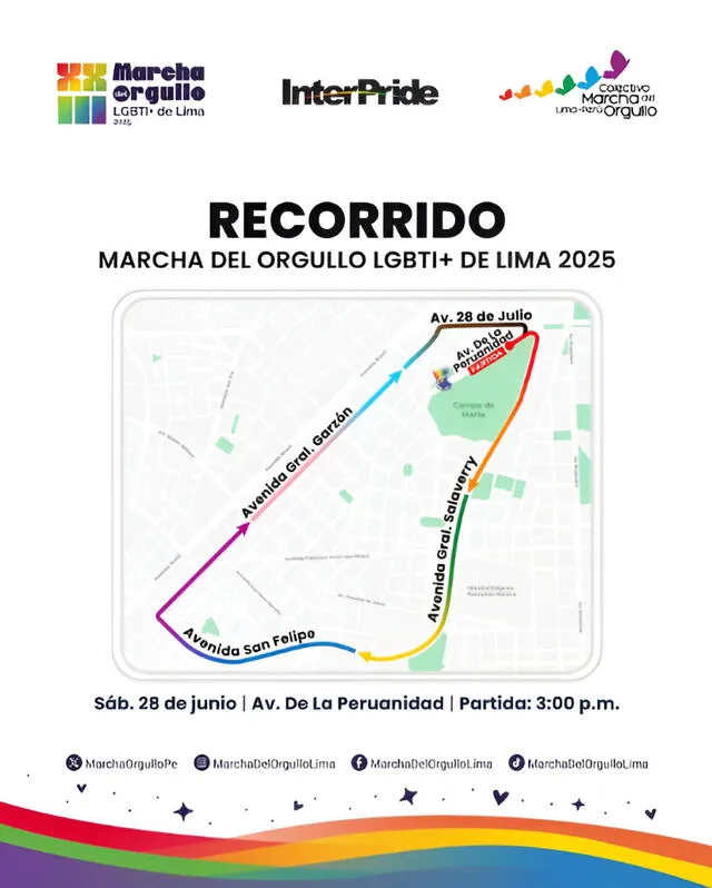  Ruta de la Marcha del Orgullo LGTBI 2025.   