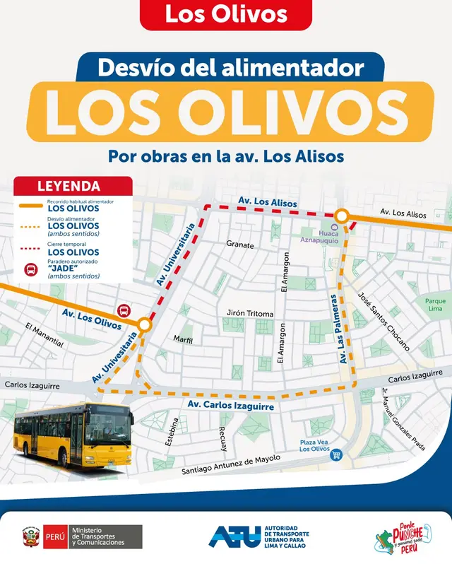 Cambio ruta del alimentador Los Olivos. Foto: Facebook   