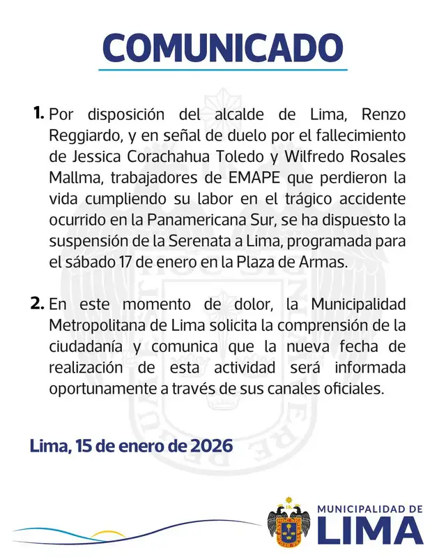 Suspenden la Serenata a Lima. Foto: MML   