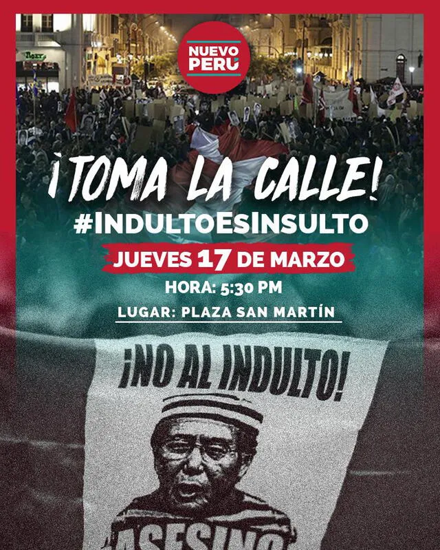 Movilizaciones en contra de la liberación de Alberto Fujimori. Foto: Captura Twitter