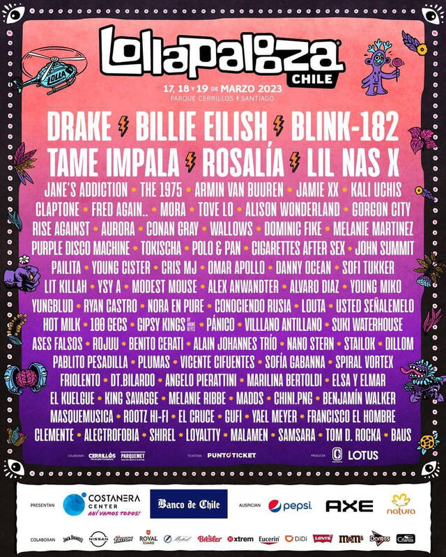 Lista completa de artistas confirmados para el Lollapalooza 2023