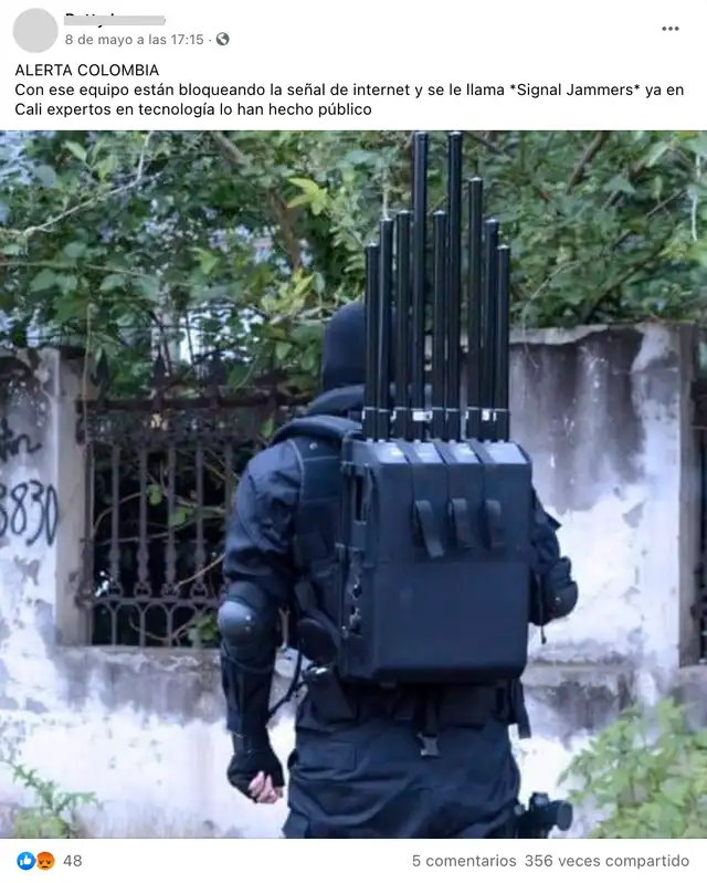 Publicación viral atribuyó una fotografía al contexto colombiano. Foto: captura en Facebook