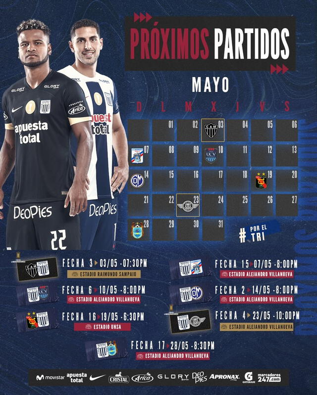 Programación de Alianza Lima en el mes de mayo. Foto: Alianza Lima   