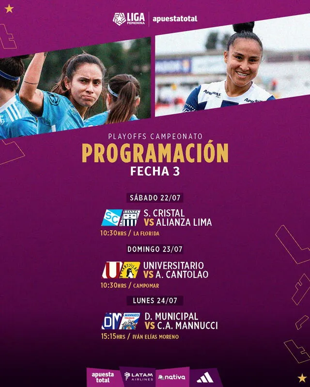 Programación la fecha 3 de la Liga Femenina. <strong>Foto: Liga Femenina </strong>   