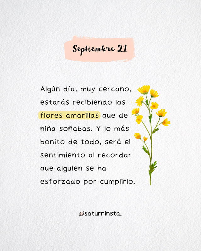 Este 21 de septiembre regala imágenes con frases de flores amarillas. Foto: Saturninsta/ X   