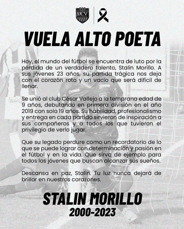 Publicación de César Vallejo sobre Stalin Morillo. <strong>Foto: captura Twitter</strong>   