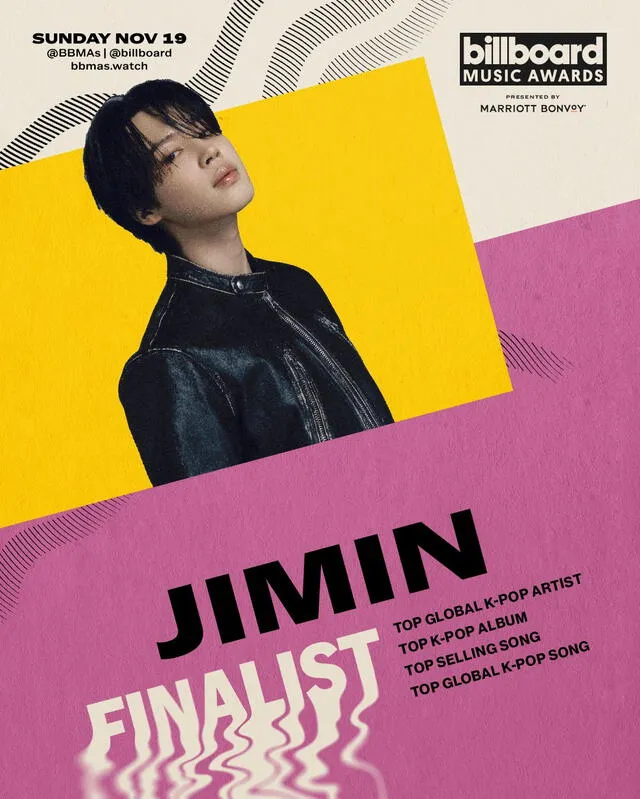  Jimin, de BTS, nominado en una categoría de los premios Billboard. Foto: Billboard. 