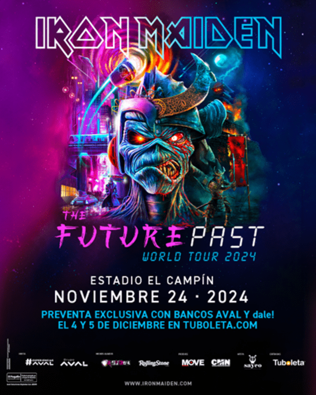 Iron Maiden regresa a Colombia | Future Past World Tour | localidades | precio de boletos | heavy metal | boletos iron maiden Colombia | tu boleta iron maiden 2024 | iron maiden colombia 2024 boletas