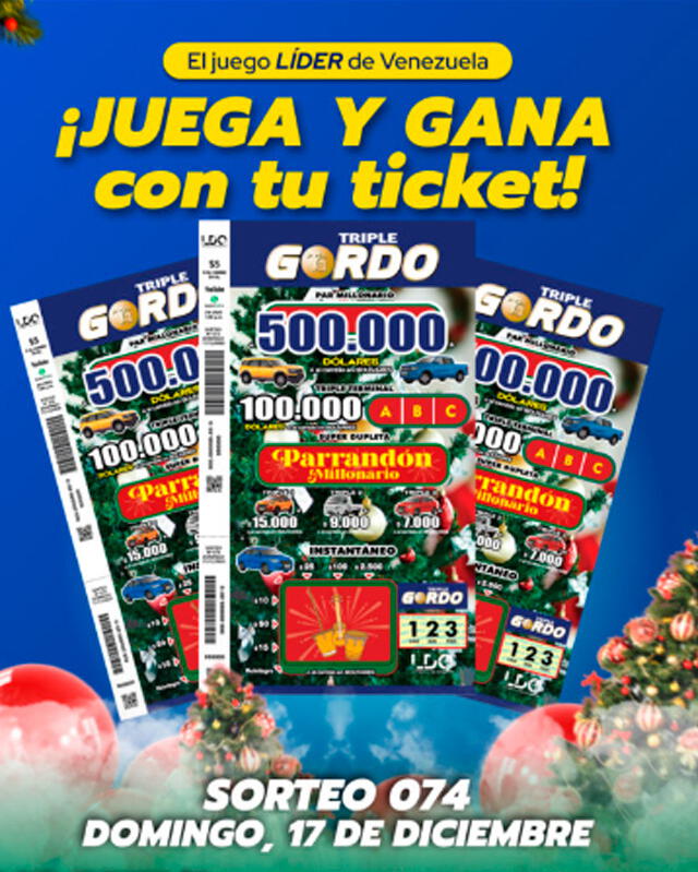 Imagen de la página que promociona le sorteo del domingo 17 de diciembre. Foto: Triple Gordo.   