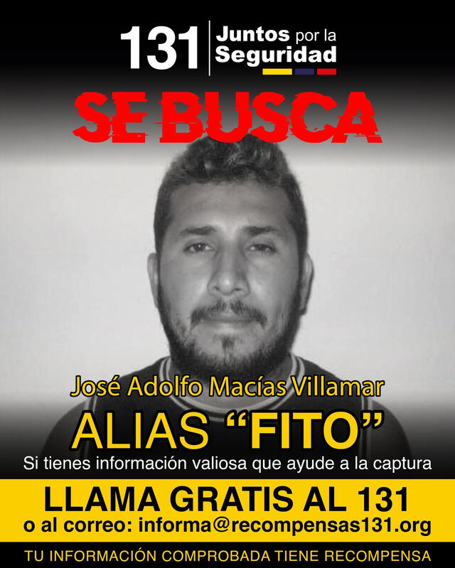 Alias 'Fito' es considerado como el criminal más peligroso de Ecuador. Foto: Policía de Ecuador   