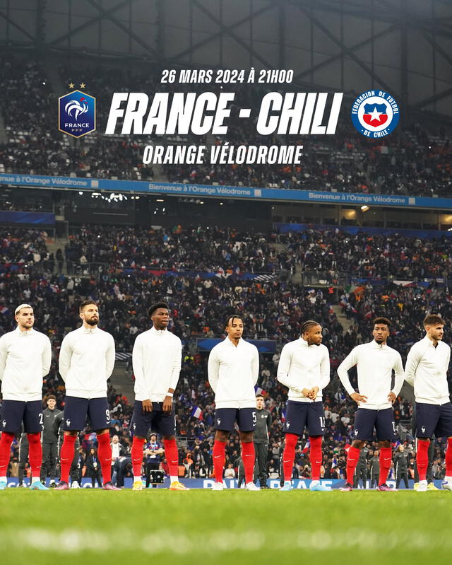 Fecha del amistoso Francia vs. Chile. Foto: Twitter. 