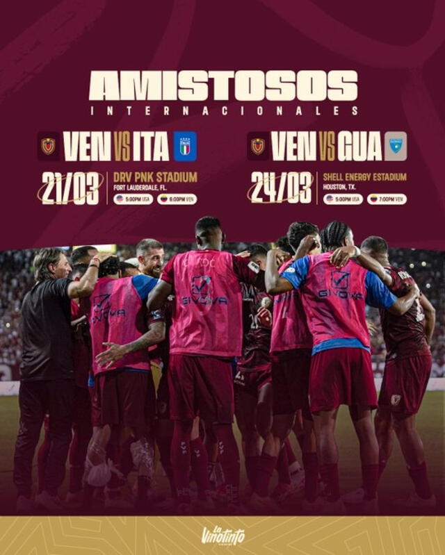 Venezuela se medirá ante Italia y Guatemala, respectivamente, con miras a la Copa América 2024. Foto: Vinotinto/X   