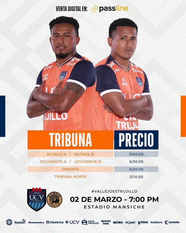 Precio de las entradas para el partido UCV vs. Cusco FC. <strong>Foto: UCV</strong>   