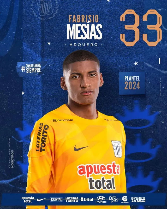 Fabrisio Mesías es el cuarto portero de Alianza Lima. <strong>Foto: Alianza Lima</strong>   