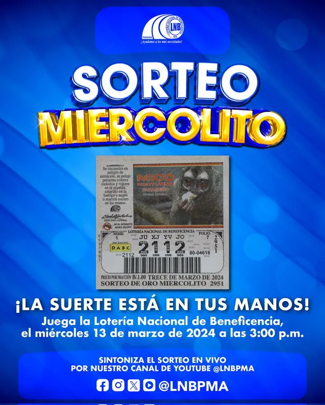 Lotería de Panamá | resultados de HOY | miércoles 13 de marzo 2024 | números serie y folio ganadores | miercolito | premios | chances 