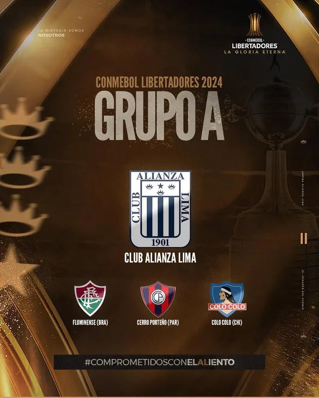 Así quedó el grupo de Alianza Lima para la Copa Libertadores 2024. Foto: Alianza Lima.   