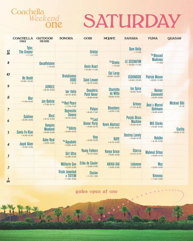 Date confirmed for Saturday, April 13 at Coachella 2024. Photo: Coachella.    