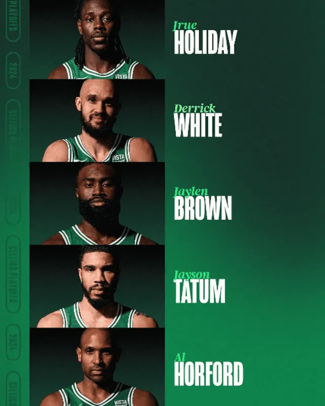 Holiday, White, Brown, Tatum y Horford son titulares en Celtics. Foto: Celtics   