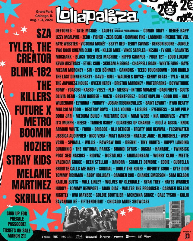  Lollapaoza se realizará en Chicago. Foto: X/lollapalooza   