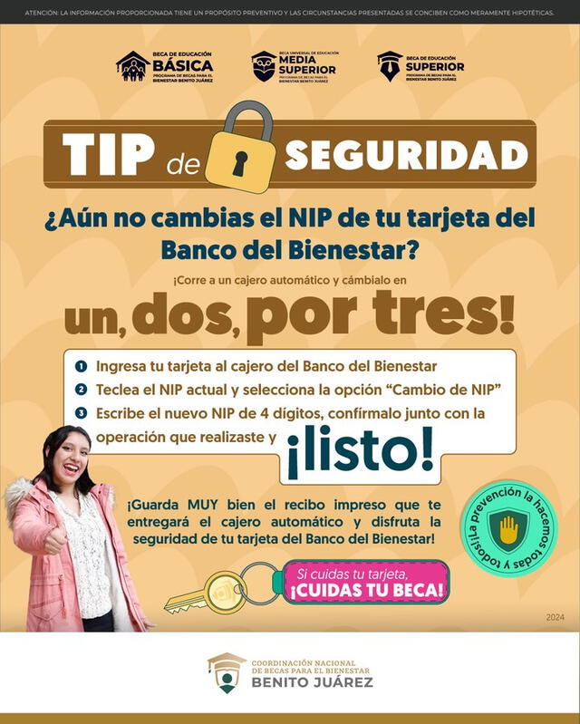 Para usar tu tarjeta Bienestar debes cambiarle el NIP. Foto: Bienestar