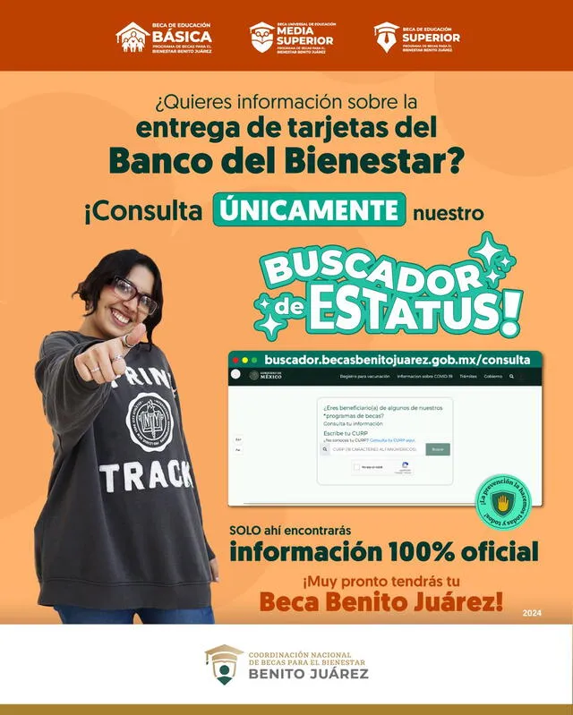  Solo en el buscador de estatus puedes consultar información sobre la entrega de tu tarjeta del Banco Bienestar. Foto: Beca Benito   