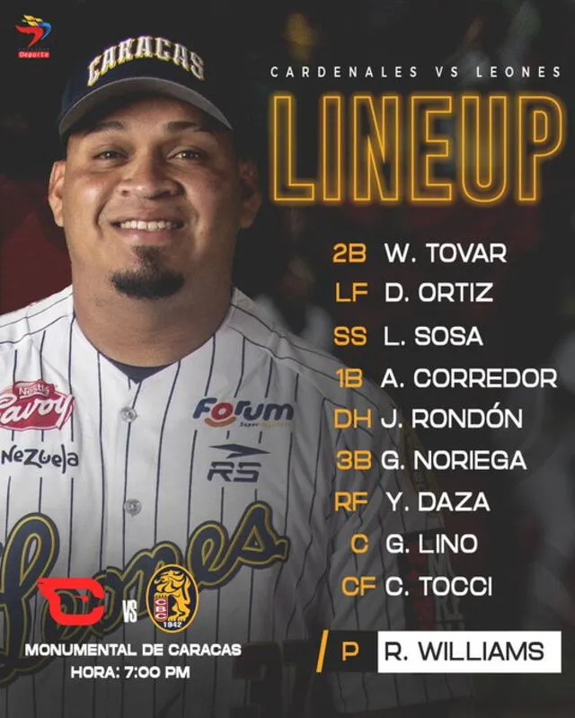 Alineación de los Leones. Foto: Leones del Caracas/X   