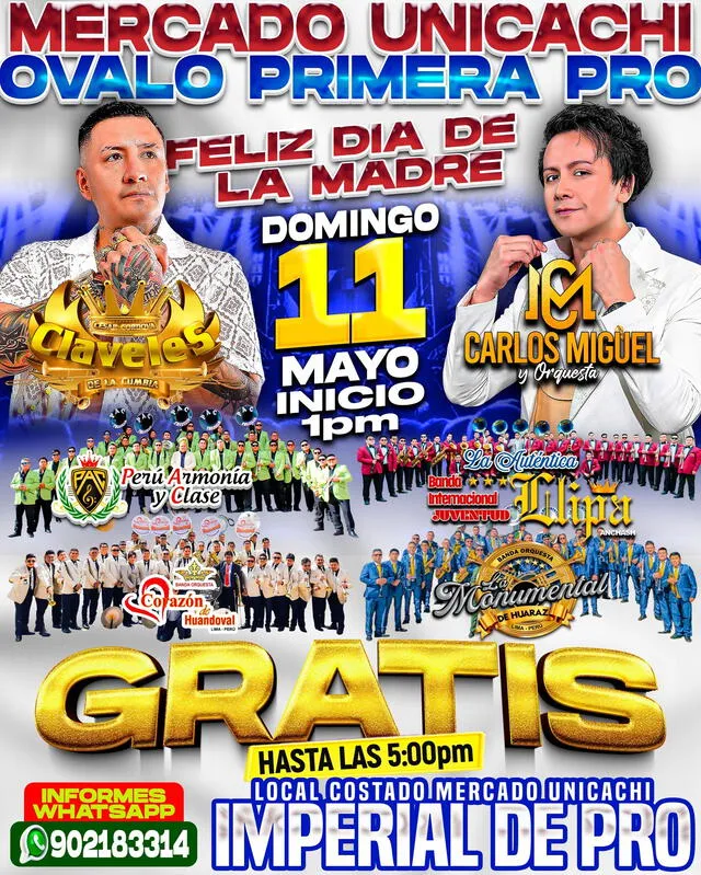 Claveles de la Cumbia y Carlos Miguel rendirán homenaje a las madres en su día. Foto: difusión Claveles de la Cumbia y Carlos Miguel rendirán homenaje a las madres en su día. Foto: difusión