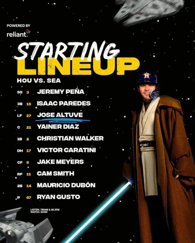 Alineación de Astros. Foto: Astros/X Alineación de Astros. Foto: Astros/X