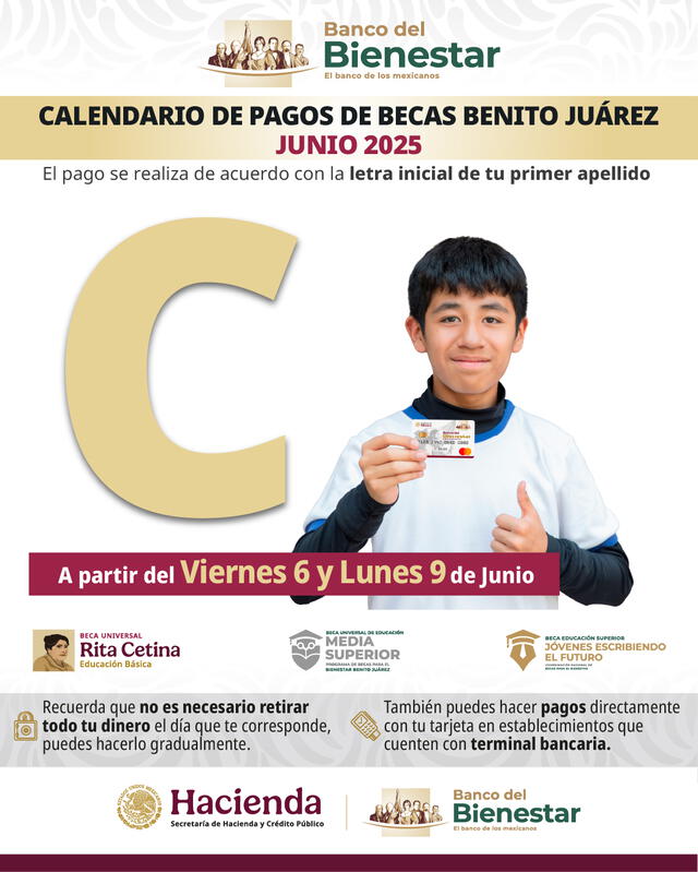 Estudiantes con apellidos de inicial C recibirán hoy 6 de junio sus pagos de la Beca Benito Juárez, según el calendario oficial de Banco Bienestar. Estudiantes con apellidos de inicial C recibirán hoy 6 de junio sus pagos de la Beca Benito Juárez, según el calendario oficial de Banco Bienestar.