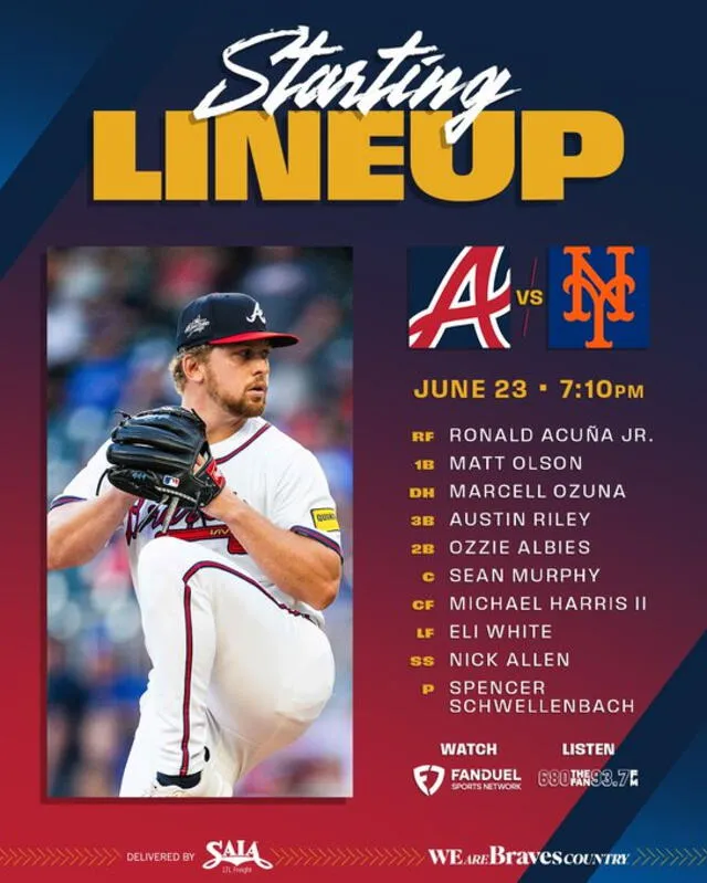 Alineación de Atlanta Braves. Foto: Braves/X   