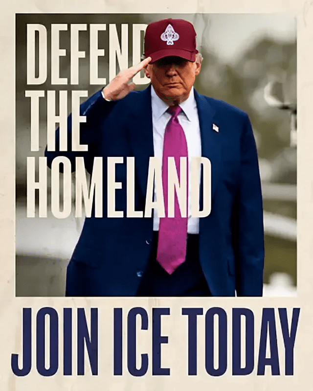  Donald Trump aparece en propaganda de ICE para reclutar 10.000 agentes.    