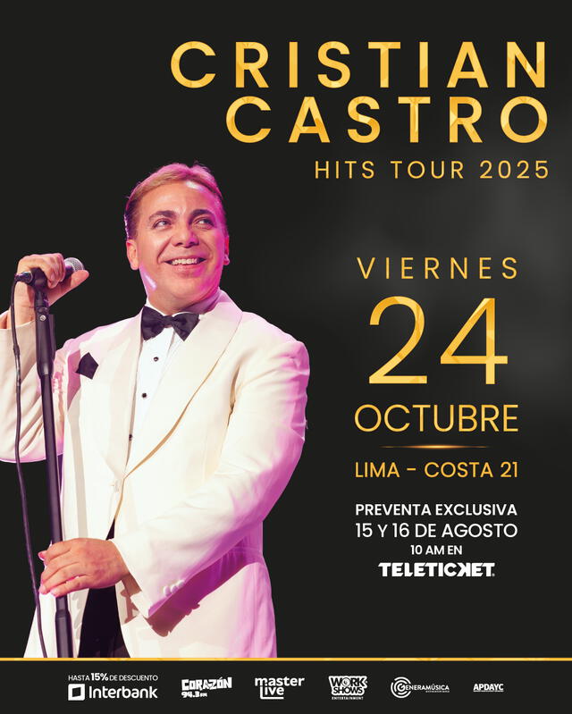 Cristian Castro vuelve al Perú después de tres años. Foto: difusión.   