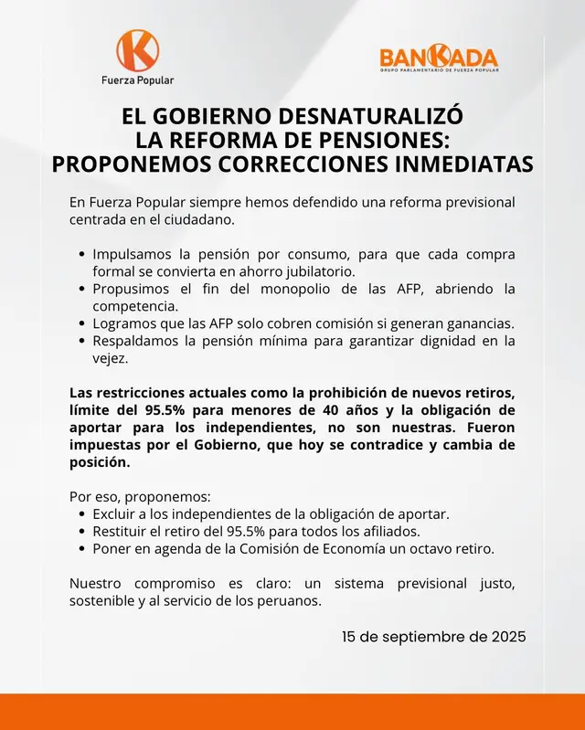  Comunicado de Fuerza Popular   
