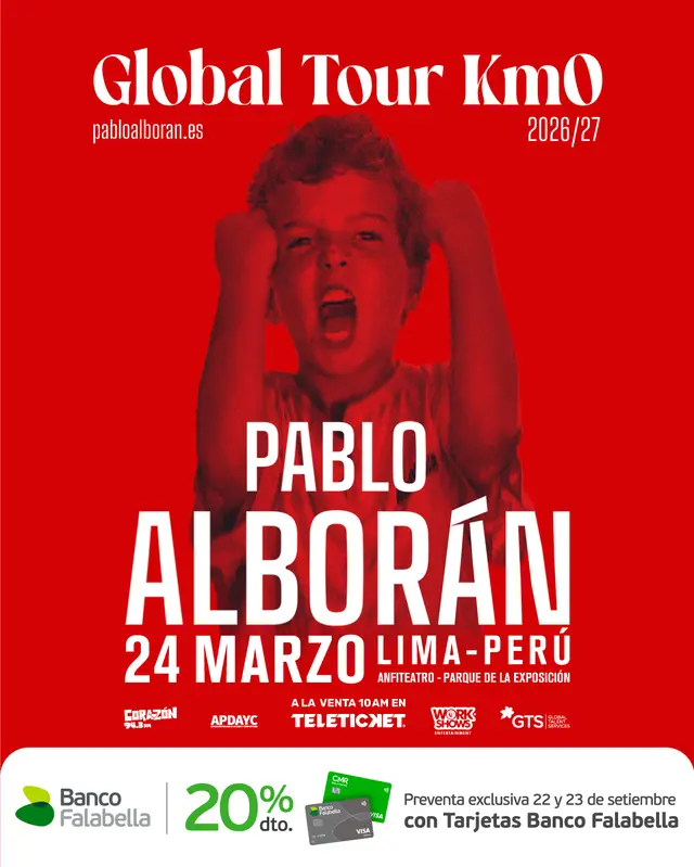  Pablo Alborán confirma concierto en Lima 2026. Foto: Work Shows   