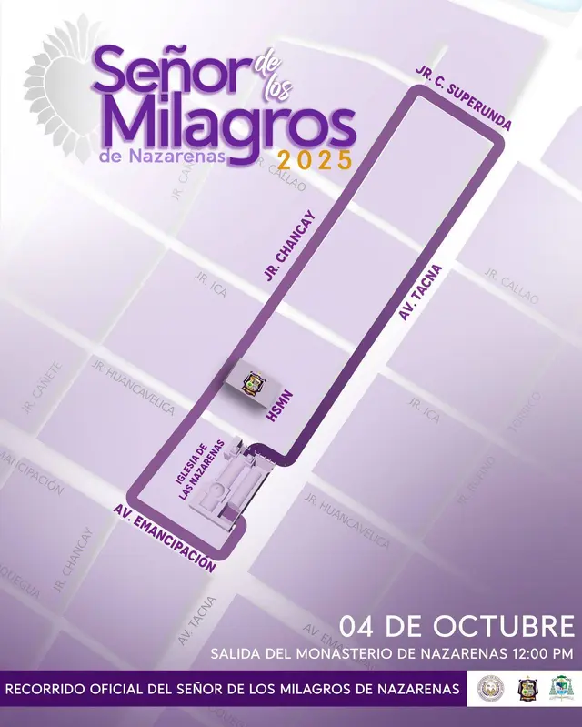 Primer recorrido del Señor de los Milagros iniciará al medio día del 4 de octubre. Foto: HSMN Primer recorrido del Señor de los Milagros iniciará al medio día del 4 de octubre. Foto: HSMN