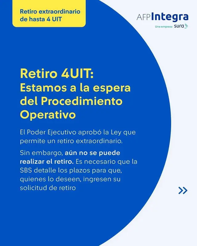 AFP Integra comunicó a sus afiliados que no se puede realizar el retiro hasta que la SBS publique su reglamento. Foto: AFP integra AFP Integra comunicó a sus afiliados que no se puede realizar el retiro hasta que la SBS publique su reglamento. Foto: AFP integra