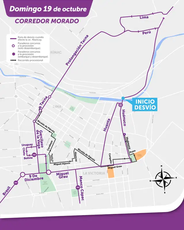 Desvíos del corredor morado. Foto: ATU Desvíos del corredor morado. Foto: ATU