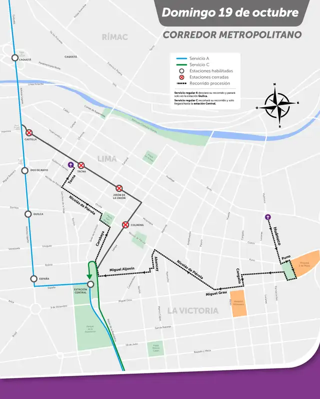 Desvíos del metropolitano. Foto: ATU Desvíos del metropolitano. Foto: ATU