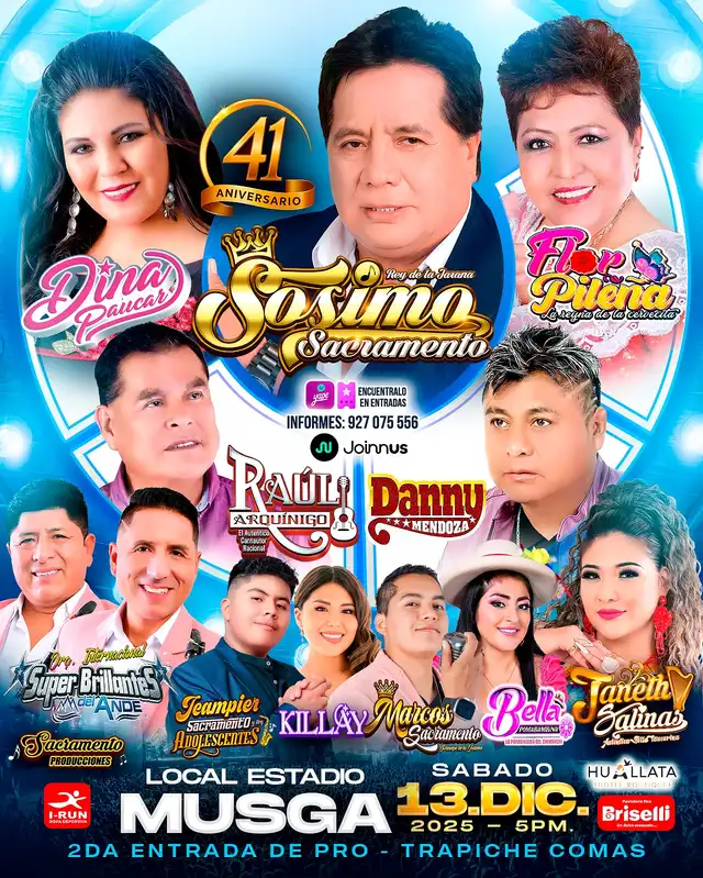 Sósimo celebrará sus 41 años en el Estadio Musga, en Comas. Foto: difusión Sósimo celebrará sus 41 años en el Estadio Musga, en Comas. Foto: difusión