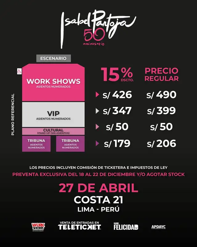 Entradas para el concierto de Isabel Pantoja. Foto: difusión. Entradas para el concierto de Isabel Pantoja. Foto: difusión.